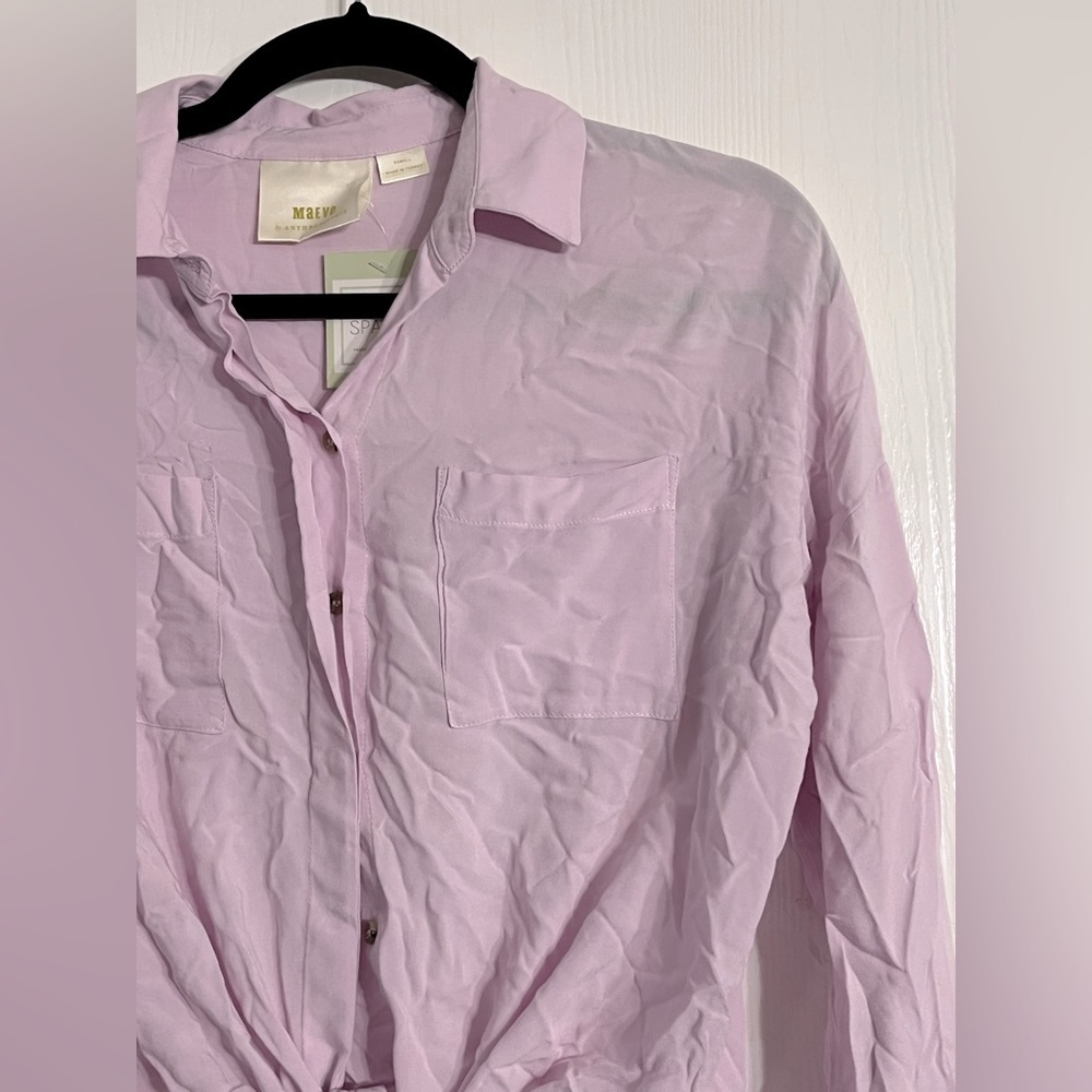 Anthropologie Maeve Blush Pink Shirt - Picture 5 of 6